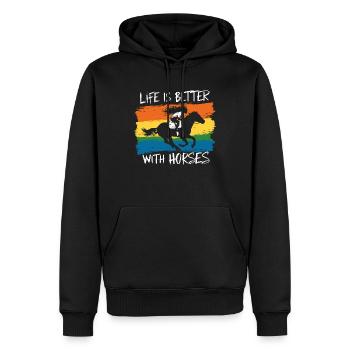 Horses make life more beautiful - Men’s Premium Organic Hoodie - black - Front - Nico (187cm)