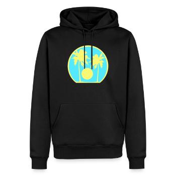 Deux Palmiers Île Soleil Coucher De Soleil Rond Bleu - Sweat à capuche Premium bio Homme - noir - Devant - Nico (187cm)