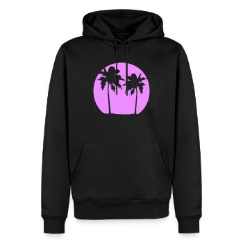 Deux Palmiers Île Soleil Coucher De Soleil Rond Rose - Sweat à capuche Premium bio Homme - noir - Devant - Nico (187cm)