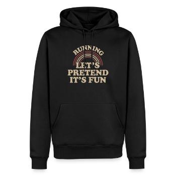 Courir : faisons comme si c'était amusant - Sweat à capuche Premium bio Homme - noir - Devant - Nico (187cm)