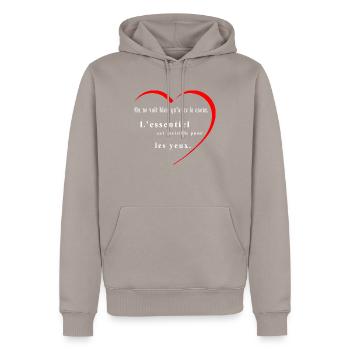 Voir avec le coeur - Sweat à capuche Premium bio Homme - taupe - Devant - Nico (187cm)