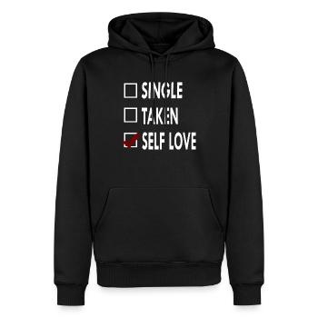 SINGLE SELF LOVE - Sweat à capuche Premium bio Homme - noir - Devant - Nico (187cm)