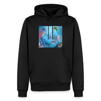 UnterWasserbild 02 - Männer Premium Bio Hoodie - Schwarz - Vorne - Nico (187cm)