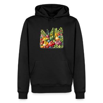 Le monde végétal - Sweat à capuche Premium bio Homme - noir - Devant - Nico (187cm)