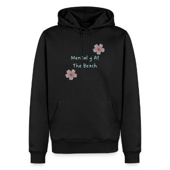 Mentalement à la plage - Fille douce d’été rêveuse - Sweat à capuche Premium bio Homme - noir - Devant - Nico (187cm)