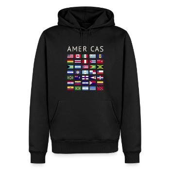 Drapeaux de pays Amérique Drapeaux nationaux d’Amérique - Sweat à capuche Premium bio Homme - noir - Devant - Nico (187cm)
