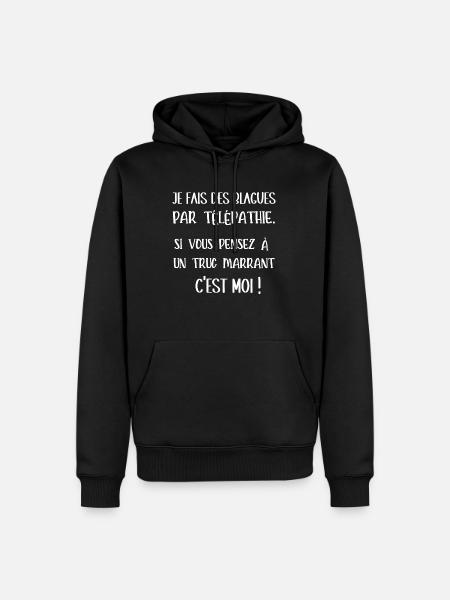 blagues par télépathie - Sweat à capuche Premium bio Homme - noir