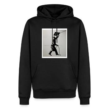 La valeur de l’argent - Sweat à capuche Premium bio Homme - noir - Devant - Nico (187cm)