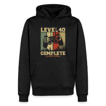 Niveau 40 Débloqué 40 Cadeau d’anniversaire - Sweat à capuche Premium bio Homme - noir - Devant - Nico (187cm)
