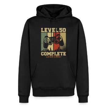 Level 50 Freigeschaltet 50 Geburtstag Geschenk - Männer Premium Bio Hoodie - Schwarz - Vorne - Nico (187cm)
