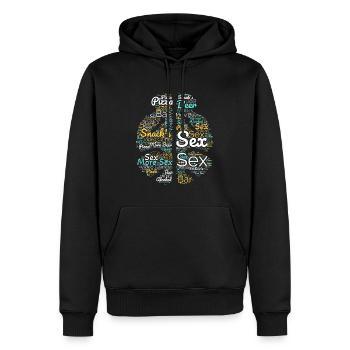Nuage de mots de l’ de l’homme drôle - Sweat à capuche Premium bio Homme - noir - Devant - Nico (187cm)