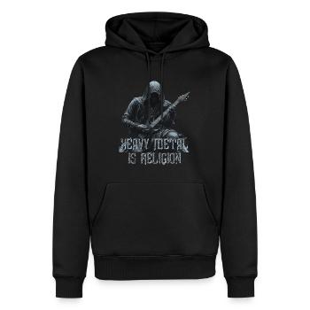 le heavy metal est une religion - Sweat à capuche Premium bio Homme - noir - Devant - Nico (187cm)