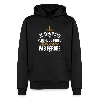 Je devrais perdre du poids mais j'aime pas perdre - Sweat à capuche Premium bio Homme - noir - Devant - Nico (187cm)