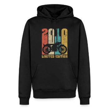Vintage Moto 2010 Rétro Cadeau D'anniversaire - Sweat à capuche Premium bio Homme - noir - Devant - Nico (187cm)