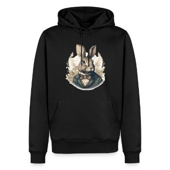 Rabbit Bunny Historical Art - Men’s Premium Organic Hoodie - black - Front - Nico (187cm)