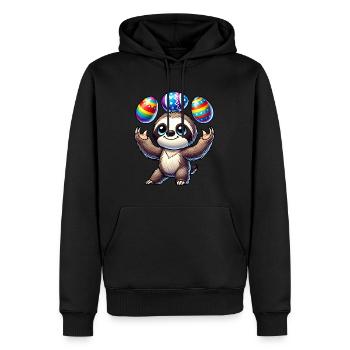 Faultier jongliert Ostereier bunt lustig - Männer Premium Bio Hoodie - Schwarz - Vorne - Nico (187cm)