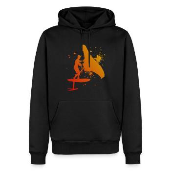 hommes wingfoil foil wingsurf wingsurf - Sweat à capuche Premium bio Homme - noir - Devant - Nico (187cm)