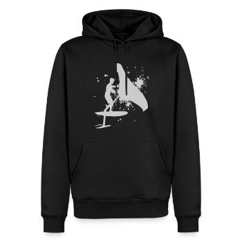 wingsurf hydrofoil wingsurfen foilwing Herren - Männer Premium Bio Hoodie - Schwarz - Vorne - Nico (187cm)