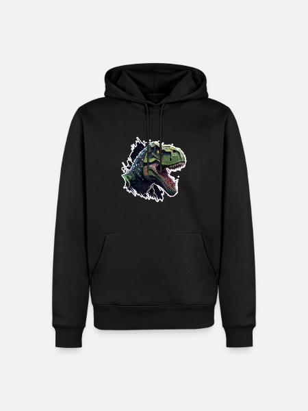 Grimmiger T-Rex mit Kontur - Männer Premium Bio Hoodie - Schwarz