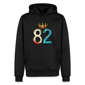 82 Nombre Couronne - Sweat à capuche Premium bio Homme - noir - Devant - Nico (187cm)