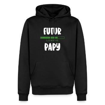 futur papy - Sweat à capuche Premium bio Homme - noir - Devant - Nico (187cm)