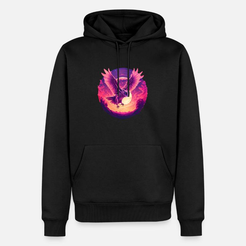 Wunderschöne Eule im Wonnenuntergang - Männer Premium Bio Hoodie - Schwarz