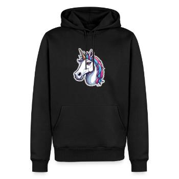 Magisches Einhorn Porträt - Männer Premium Bio Hoodie - Schwarz - Vorne - Nico (187cm)