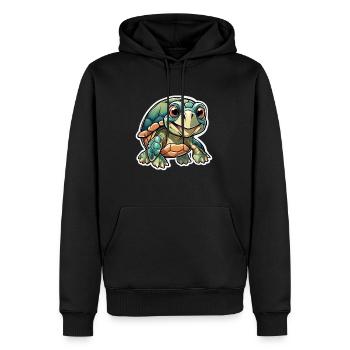 Jeune tortue joyeuse - Sweat à capuche Premium bio Homme - noir - Devant - Nico (187cm)