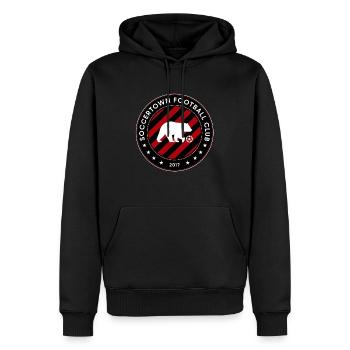 Soccertown FC 2024 Logo - Men’s Premium Organic Hoodie - black - Front - Nico (187cm)