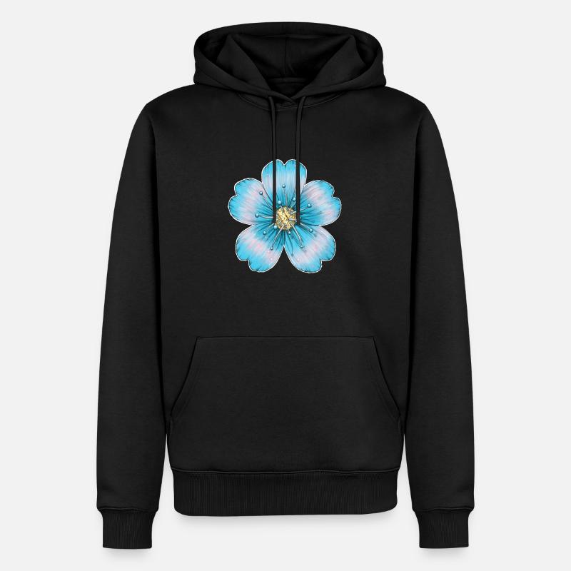 Hellblaue Blume - Männer Premium Bio Hoodie - Schwarz