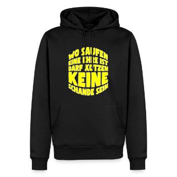 Wo Saufen eine Ehre ist darf Kotzen keine Schande - Männer Premium Bio Hoodie - Schwarz - Vorne - Nico (187cm)