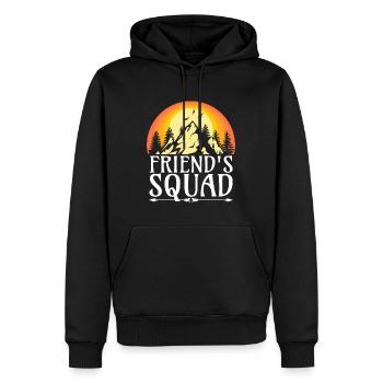 Gruppe von Freunden Camper in den Bergen - Campingplatz - Männer Premium Bio Hoodie - Schwarz - Vorne - Nico (187cm)