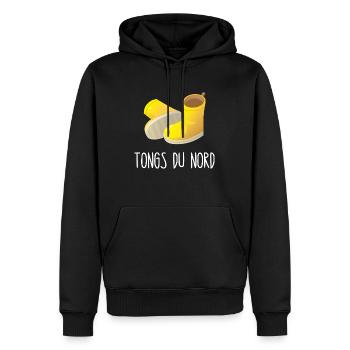 tongs du nord - Sweat à capuche Premium bio Homme - noir - Devant - Nico (187cm)