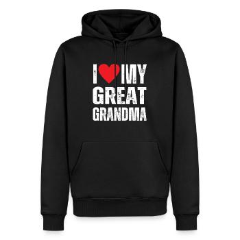 J’aime mon arrière-grand-mère - Sweat à capuche Premium bio Homme - noir - Devant - Nico (187cm)