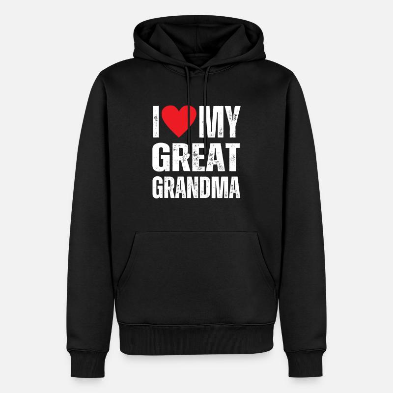 J’aime mon arrière-grand-mère - Sweat à capuche Premium bio Homme - noir