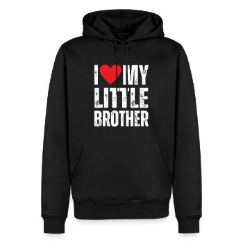 I Love My Little Brother - Men’s Premium Organic Hoodie - black - Front - Nico (187cm)