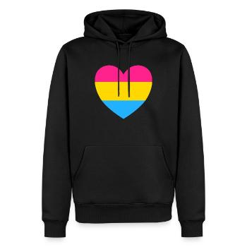 Drapeau Pansexuel Coeur - Sweat à capuche Premium bio Homme - noir - Devant - Nico (187cm)