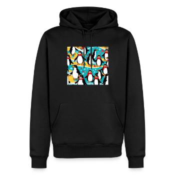 Pinguin Party - Männer Premium Bio Hoodie - Schwarz - Vorne - Nico (187cm)