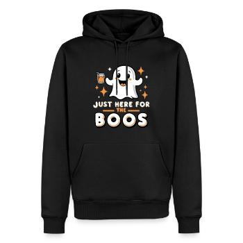 Cooles Horror-Halloween-Design mit einem Gespenst - Männer Premium Bio Hoodie - Schwarz - Vorne - Nico (187cm)