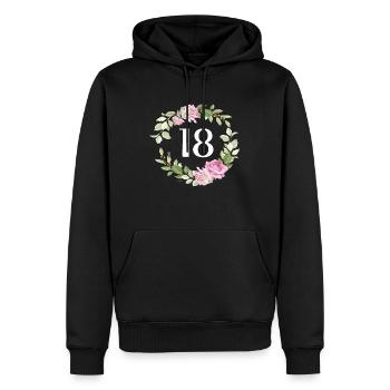 18 Geburtstag Blumen Volljährig Jahre 18 - Männer Premium Bio Hoodie - Schwarz - Vorne - Nico (187cm)