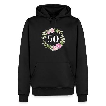 50. Geburtstag Blumen Motive Fünfzigster 50 - Männer Premium Bio Hoodie - Schwarz - Vorne - Nico (187cm)