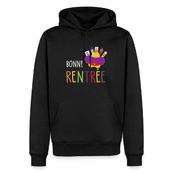 bonne rentrée / humour rentrée des classes - Sweat à capuche Premium bio Homme - noir - Devant - Nico (187cm)