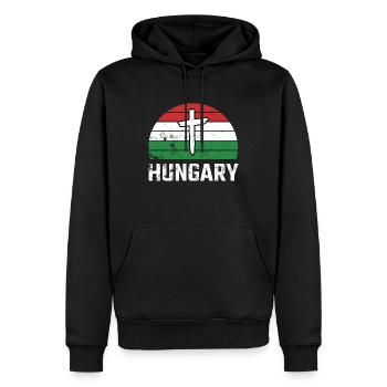 Ungarn Hungary Retro Sun Christlich Christ Ungarin - Männer Premium Bio Hoodie - Schwarz - Vorne - Nico (187cm)