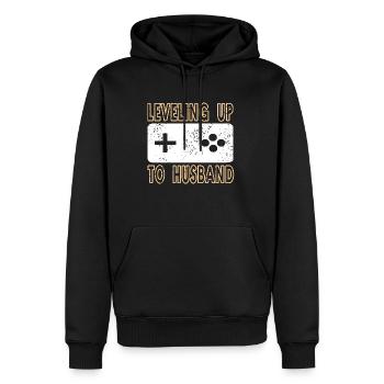 Leveling Up To Husband Retro Bachelor Party - Sweat à capuche Premium bio Homme - noir - Devant - Nico (187cm)