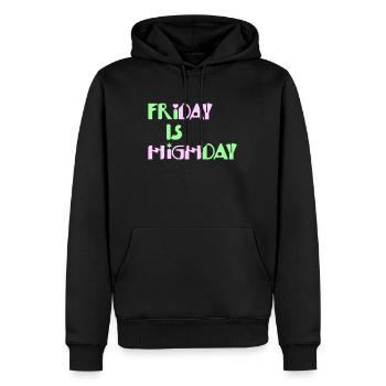 Friday is Highday - Männer Premium Bio Hoodie - Schwarz - Vorne - Nico (187cm)