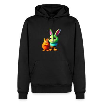 Kaninchen und seine Wurzel - Männer Premium Bio Hoodie - Schwarz - Vorne - Nico (187cm)