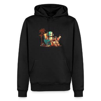 Ruhender alter Roboter ohne Hintergrund - Männer Premium Bio Hoodie - Schwarz - Vorne - Nico (187cm)