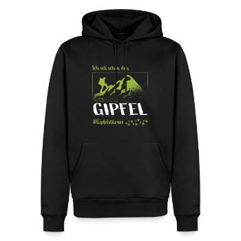 Ich seh schon den Gipfel - Berge - Wanderer - Männer Premium Bio Hoodie - Schwarz - Vorne - Nico (187cm)