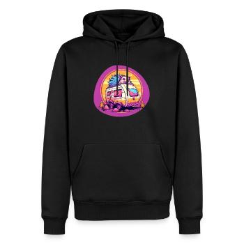 Igel auf Wohnwagencamping - Männer Premium Bio Hoodie - Schwarz - Vorne - Nico (187cm)
