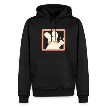 Daumen hoch Hase - Männer Premium Bio Hoodie - Schwarz - Vorne - Nico (187cm)